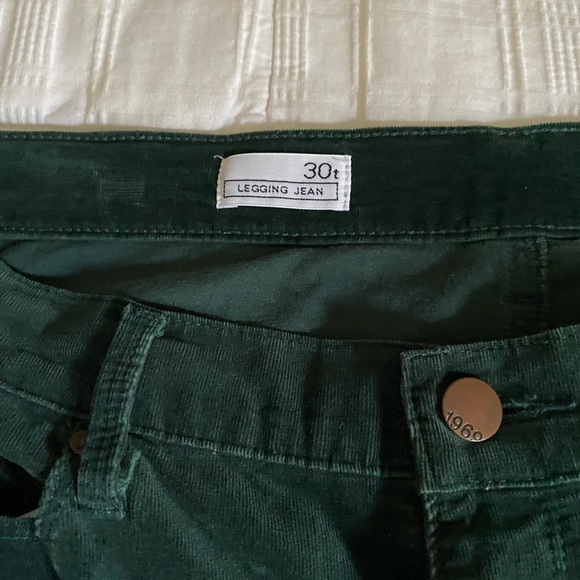 Gap 1969 Corduroy Legging Jean Size 30t Pants 5 Pocket Mid Rise Green Boho - Picture 3 of 6